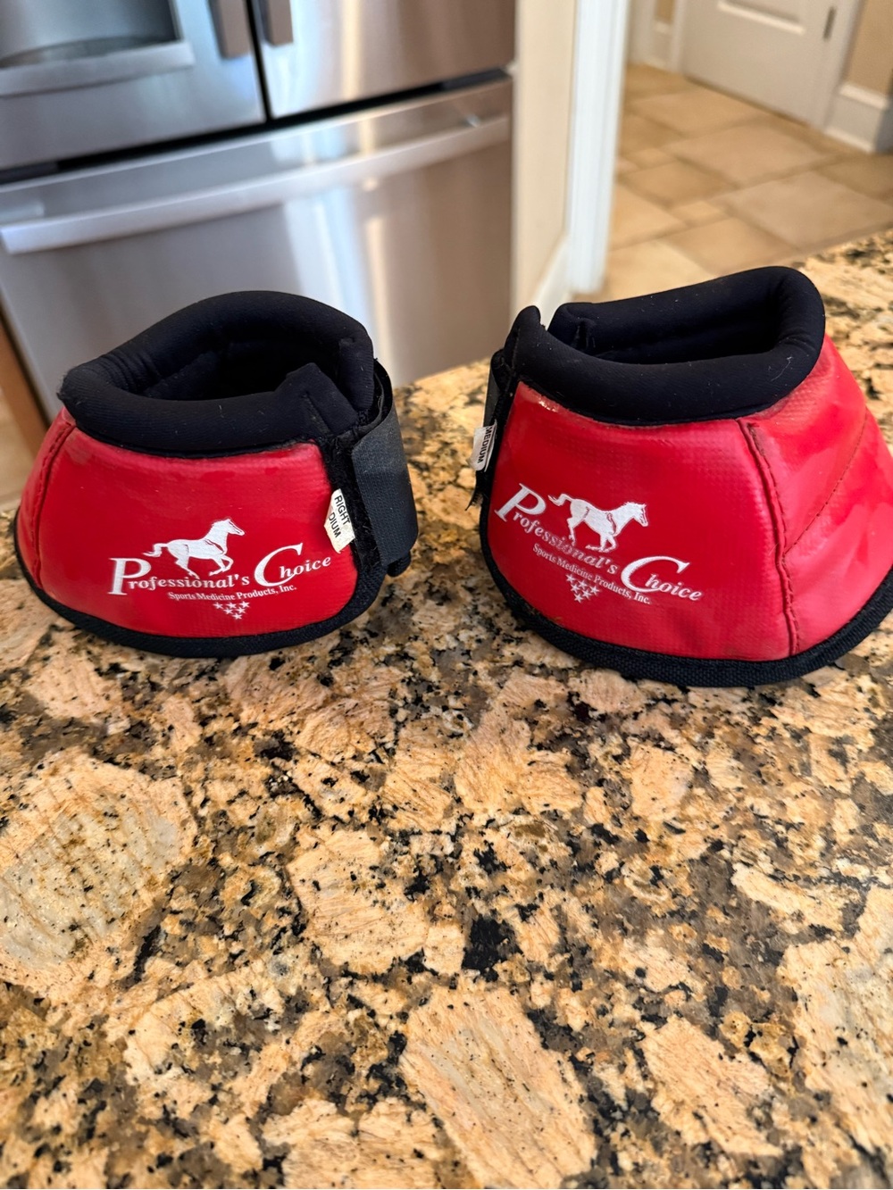 Professional's Choice Red Bell Boots padded (Pair) Horse size M